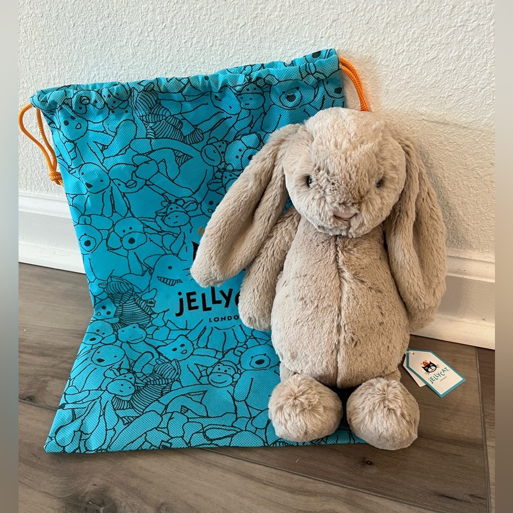Jellycat Bashful Beige Bunny MEDIUM 12" plush toy WithDustBag100% Auhentic NWT